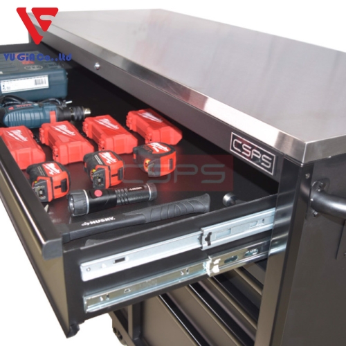 CSPS tool cabinet 155cm - 10 black drawers