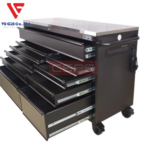 CSPS tool cabinet 155cm - 10 black drawers