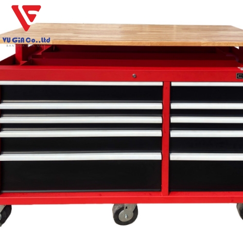CSPS tool cabinet 142cm - 10 drawers red/black
