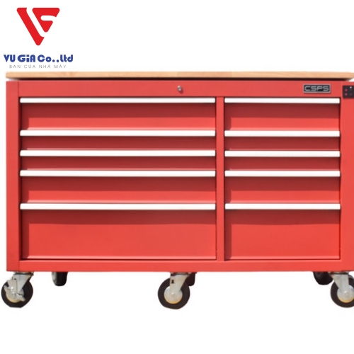 CSPS tool cabinet 142cm - 10 drawers red/black