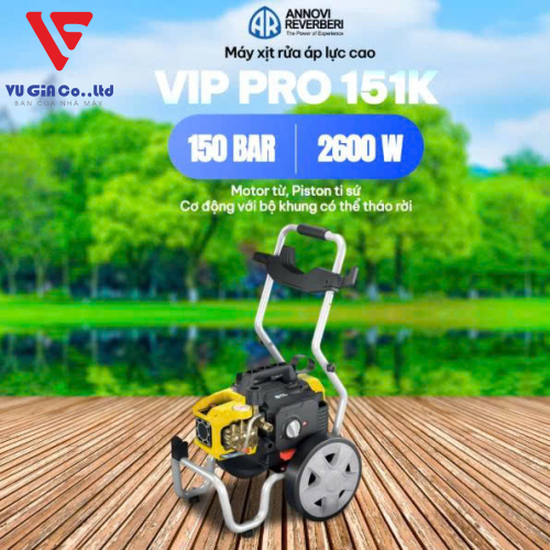 MÁY XỊT RỬA CHUYÊN DỤNG ANNOVI REVERBERI ITALY VIP PRO 151K – MOTOR TỪ – ÁP LỰC CAO 150BAR, 2600W